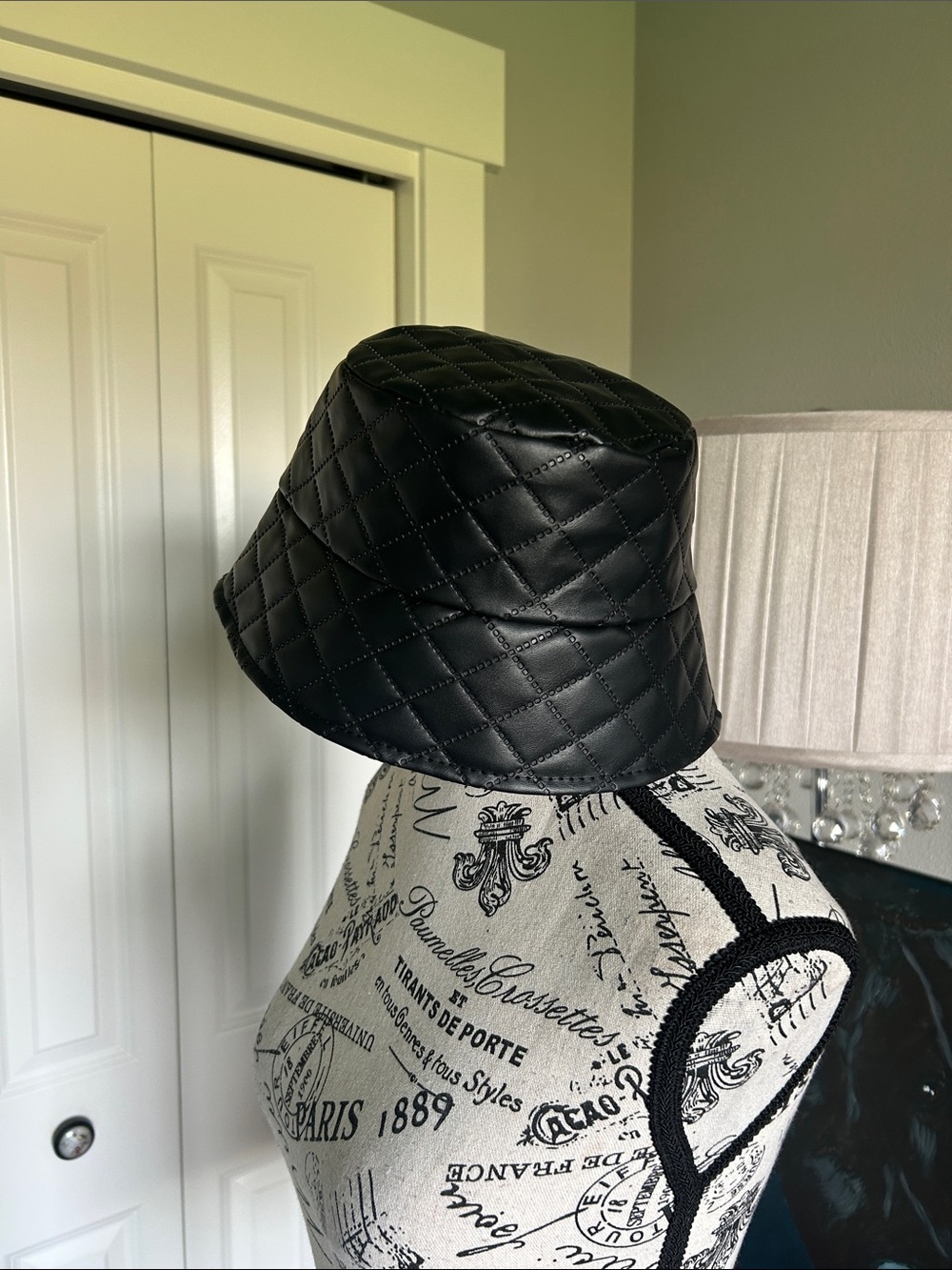 NWT Quilted Faux Leather Bucket Hat